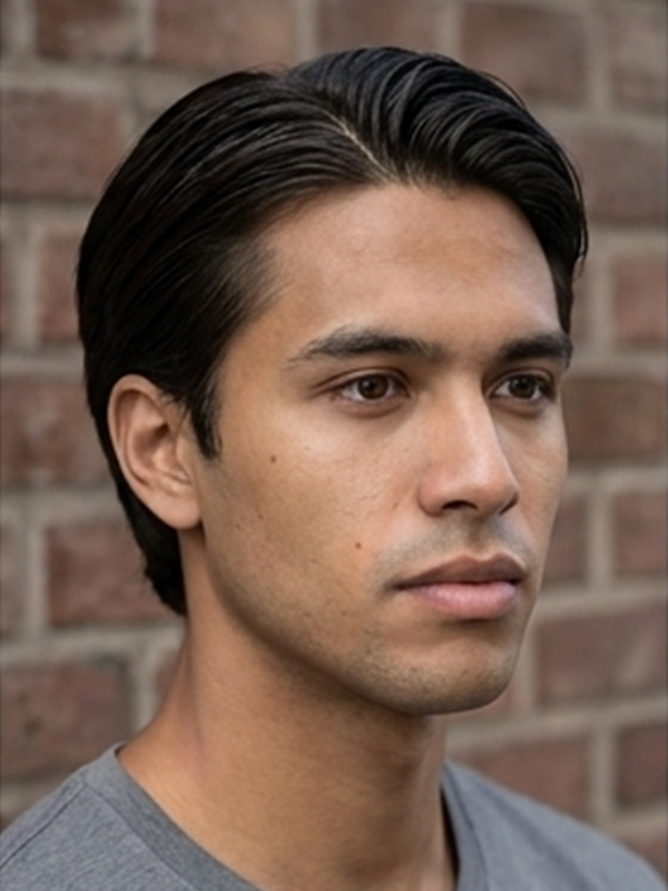 Slick back middle part con capelli mossi