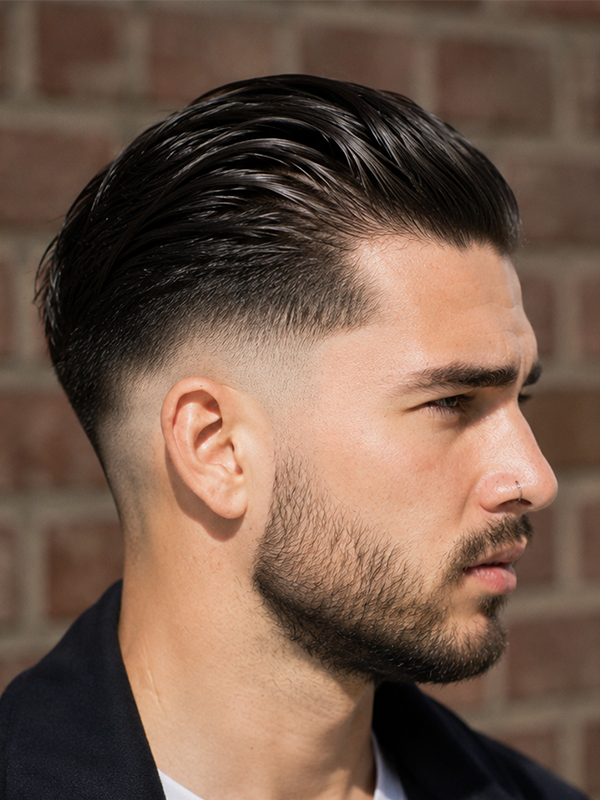 Slick back con skin fade ai lati