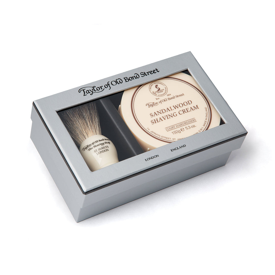 Giftbox scheerkwast en scheercreme Sandalwood