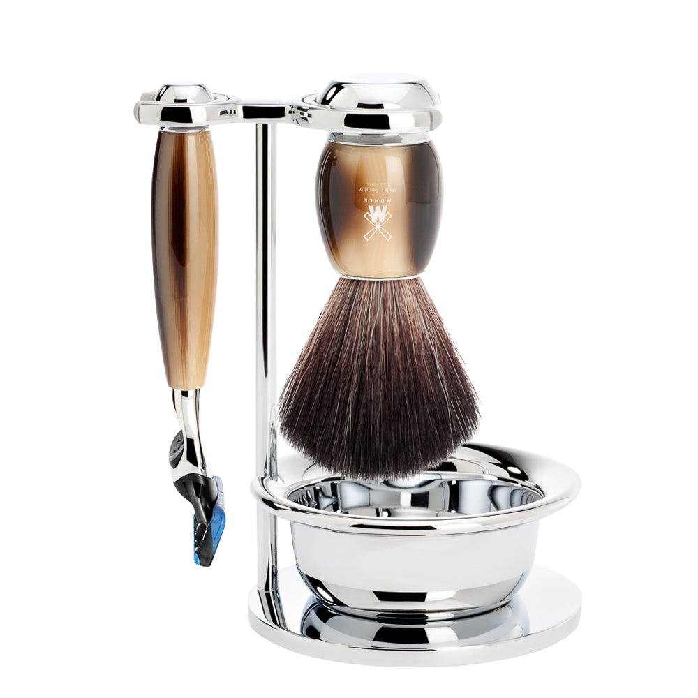 Set da barba Vivo 4 pezzi - Corno Marrone