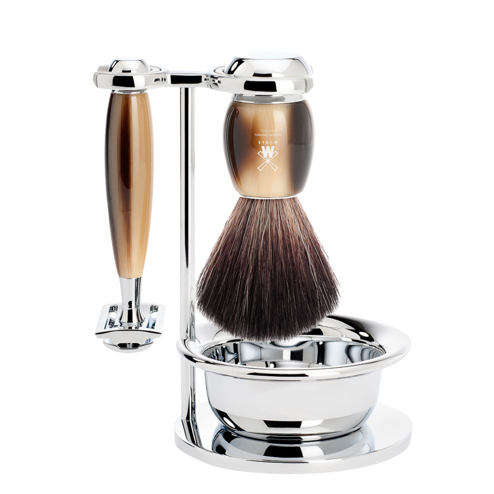 Set da barba Vivo 4 pezzi - Corno Marrone