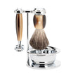 Set da barba Vivo 4 pezzi - Corno Marrone
