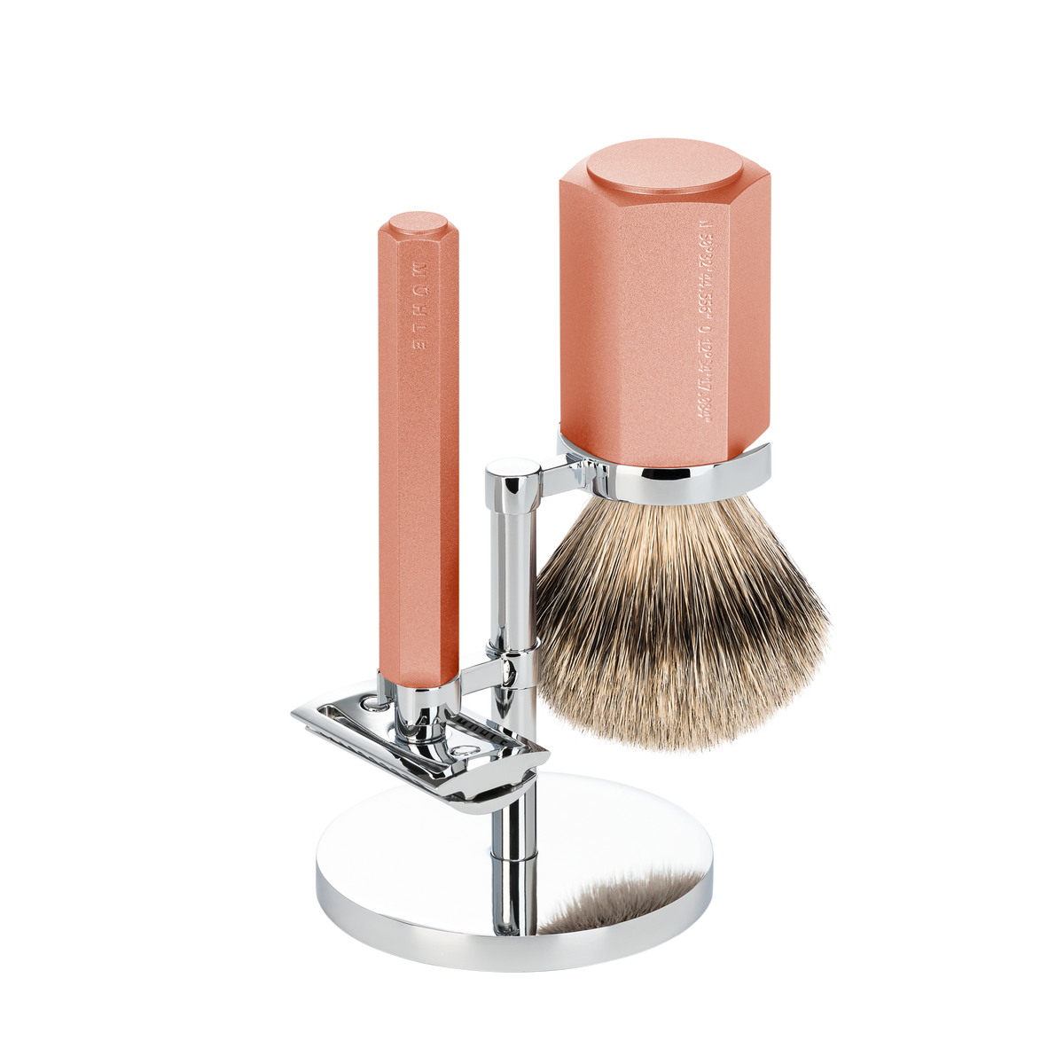 Set da barba Hexagon Sunrise con pennello da barba in tasso Silvertip