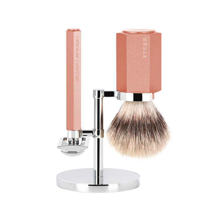 Set da barba Hexagon Sunrise con pennello da barba Silvertip Fibre®