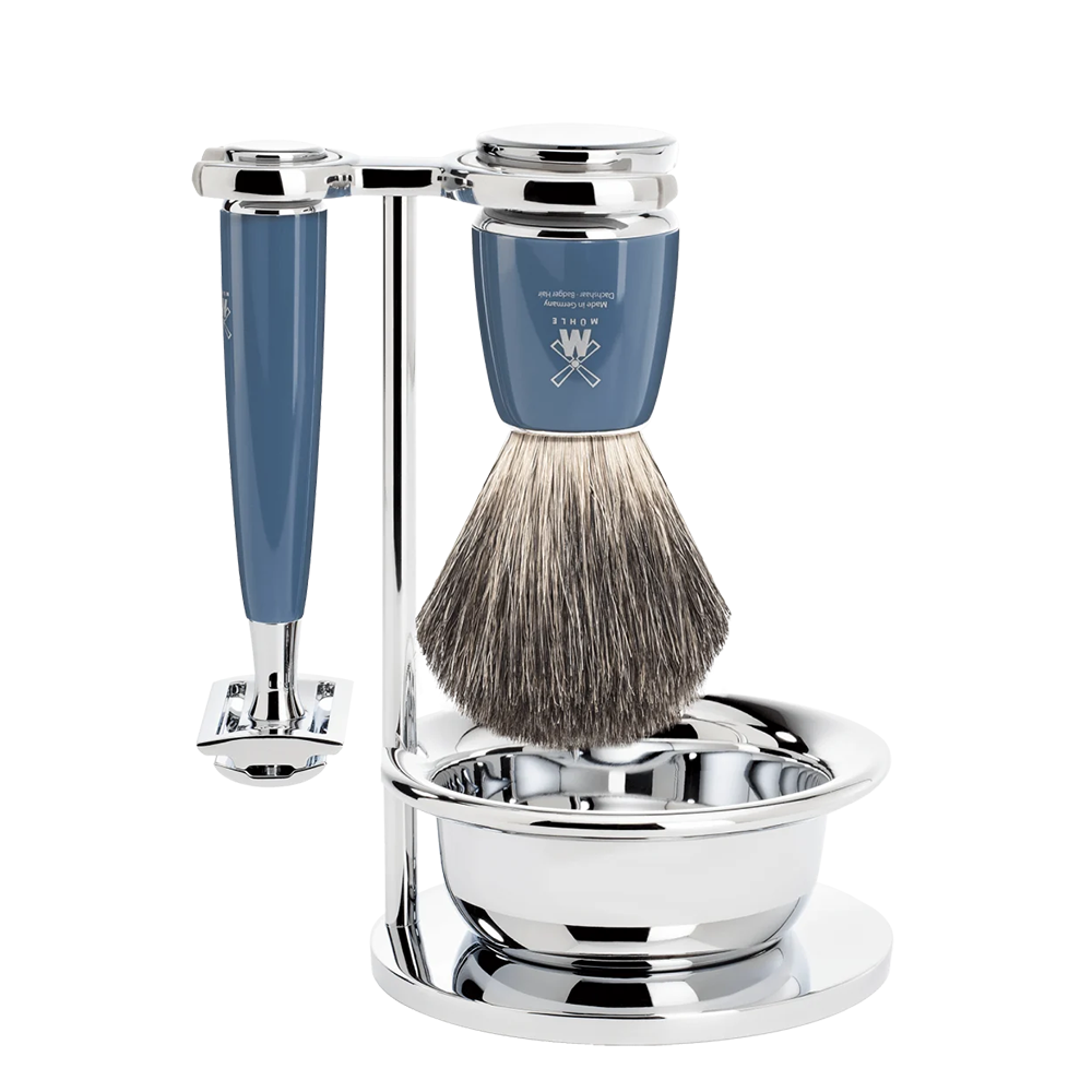 Mühle Rytmo Safety Razor Set da barba 4 pezzi – Petrolio