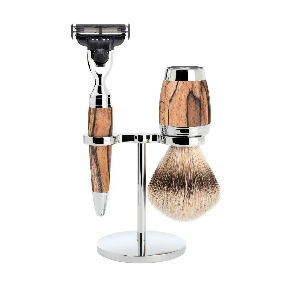 Mühle Set da barba 3 pezzi Stylo – Faggio screziato