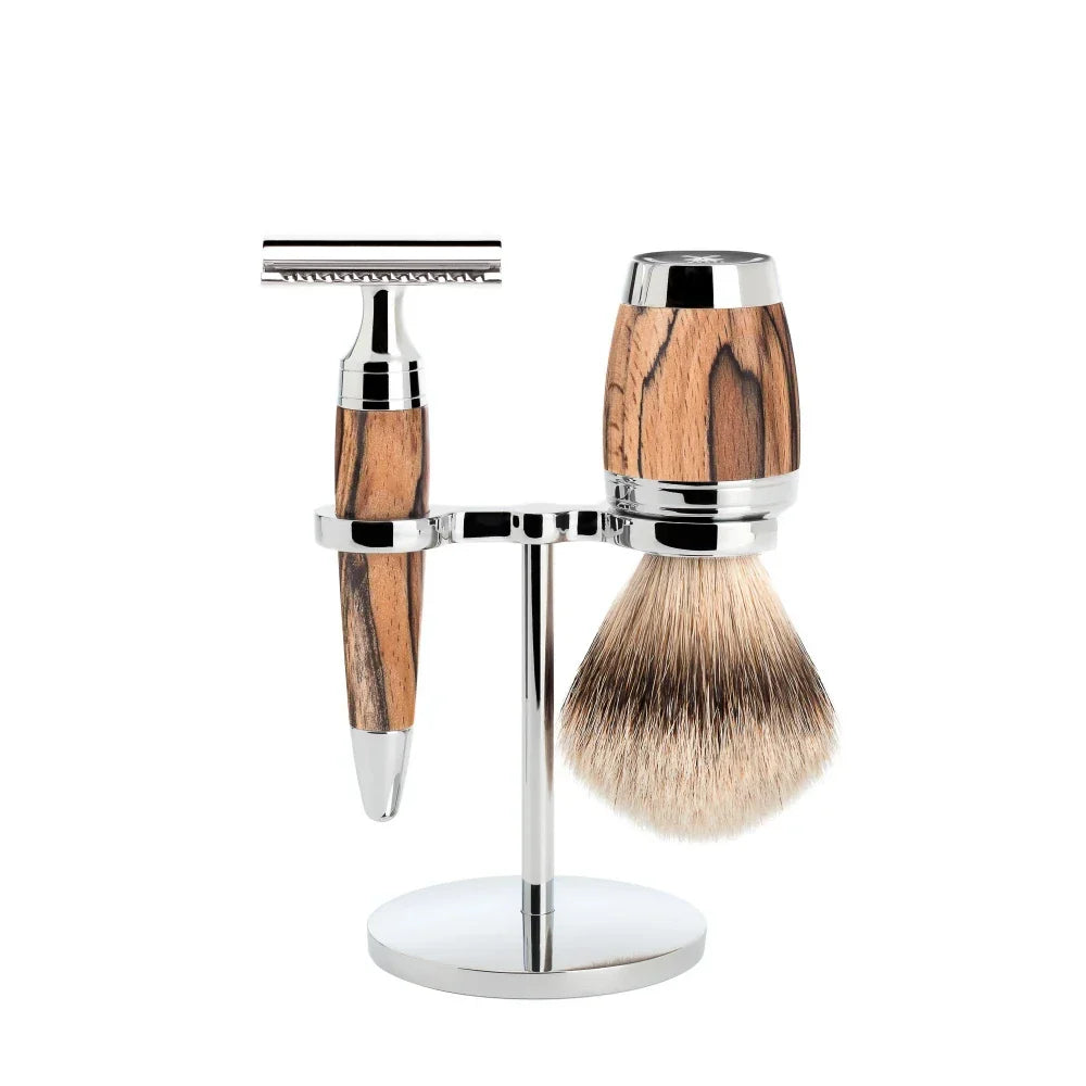 Set da barba 3 pezzi Stylo - Faggio tarlato