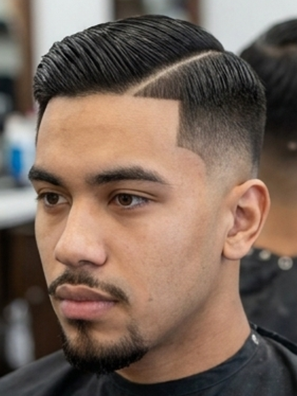 Ragazzo giovane con middle part opaco e moderno