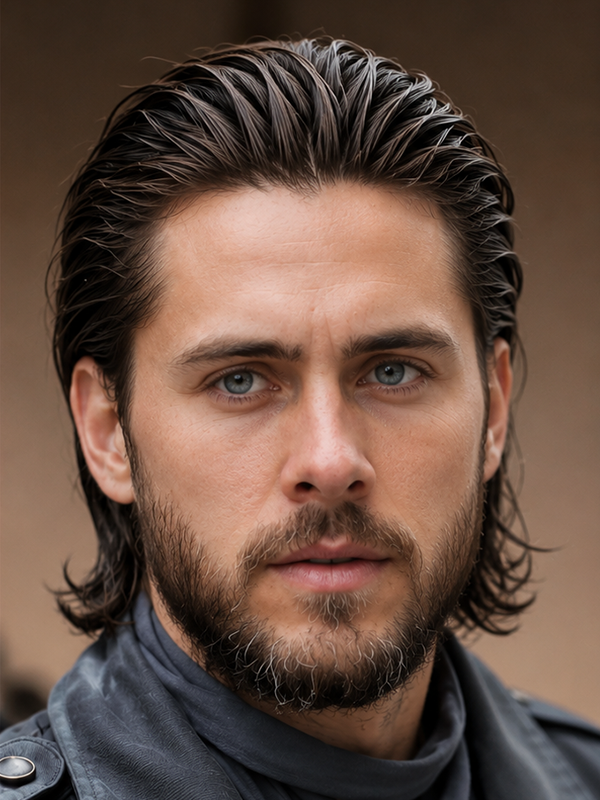 Capelli slicked back su un uomo sulla quarantina