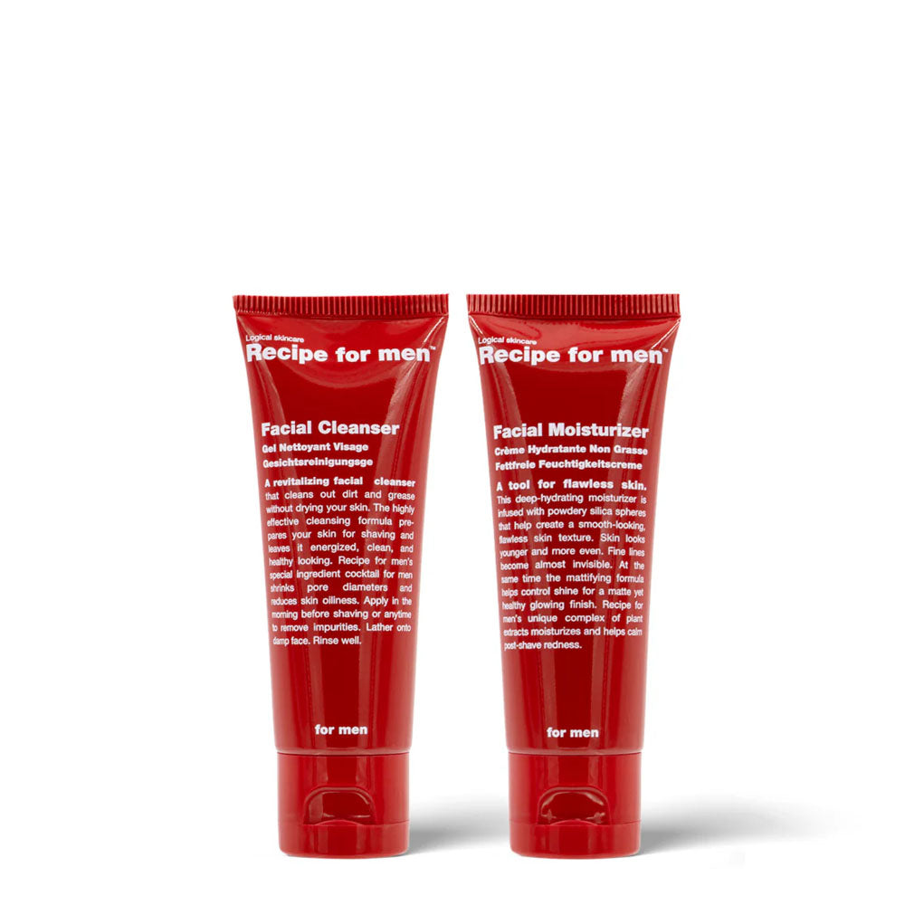Recipe for Men Kit da viaggio – Detergente viso + Crema idratante
