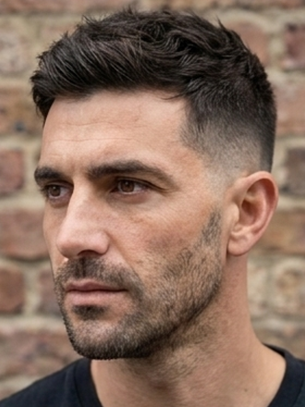 Crew cut su un uomo con capelli che si stanno diradando