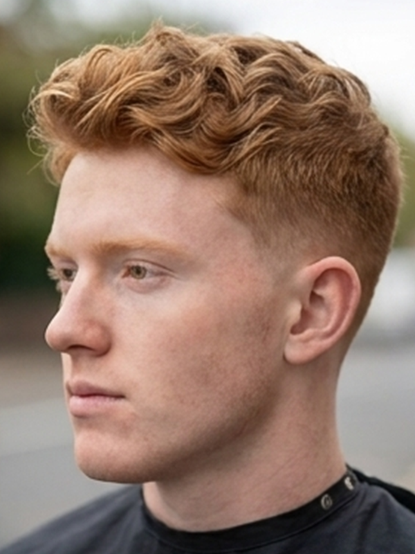 Crew cut tagliato cortissimo su un uomo con capelli ricci