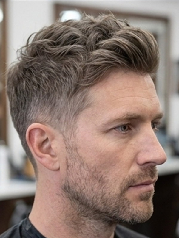 Crew cut su un uomo con capelli grigi