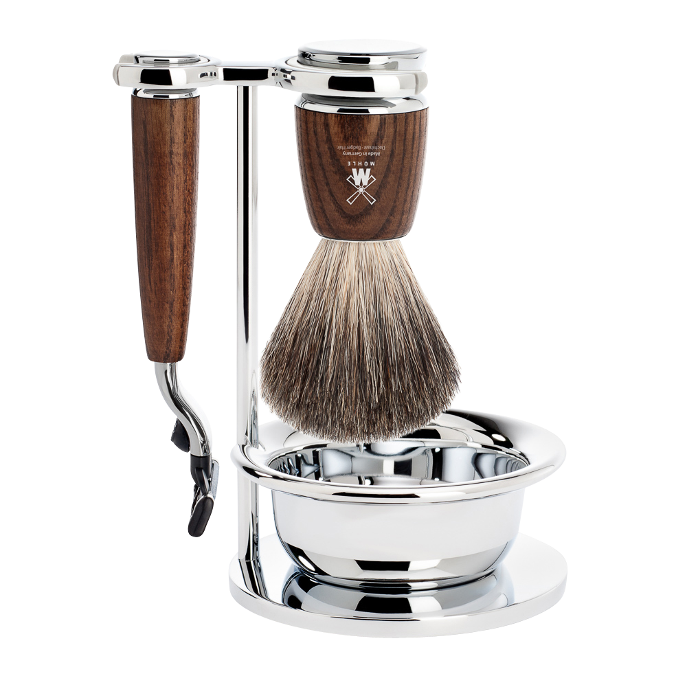 Mühle Set da barba Rytmo Mach3 4 pezzi – Legno di Frassino