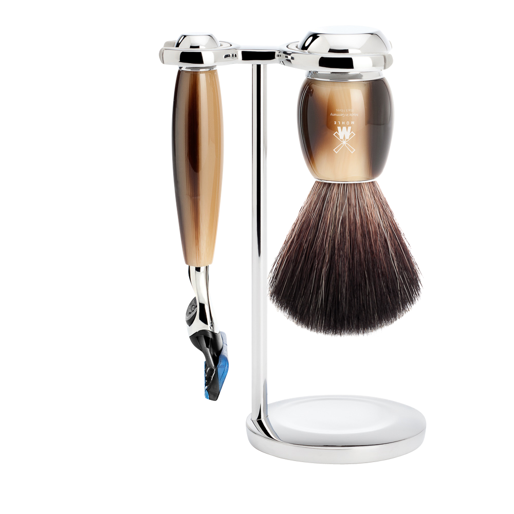 Set da barba Vivo 3 pezzi - Corno Marrone