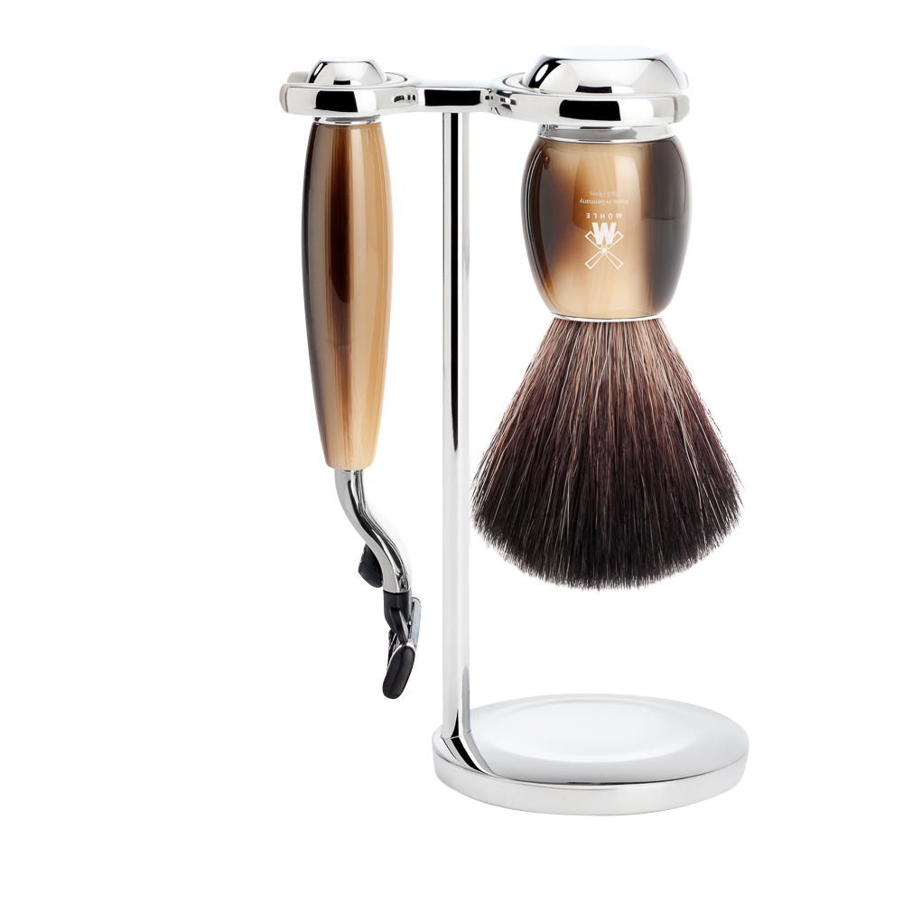 Set da barba Vivo 3 pezzi - Corno Marrone