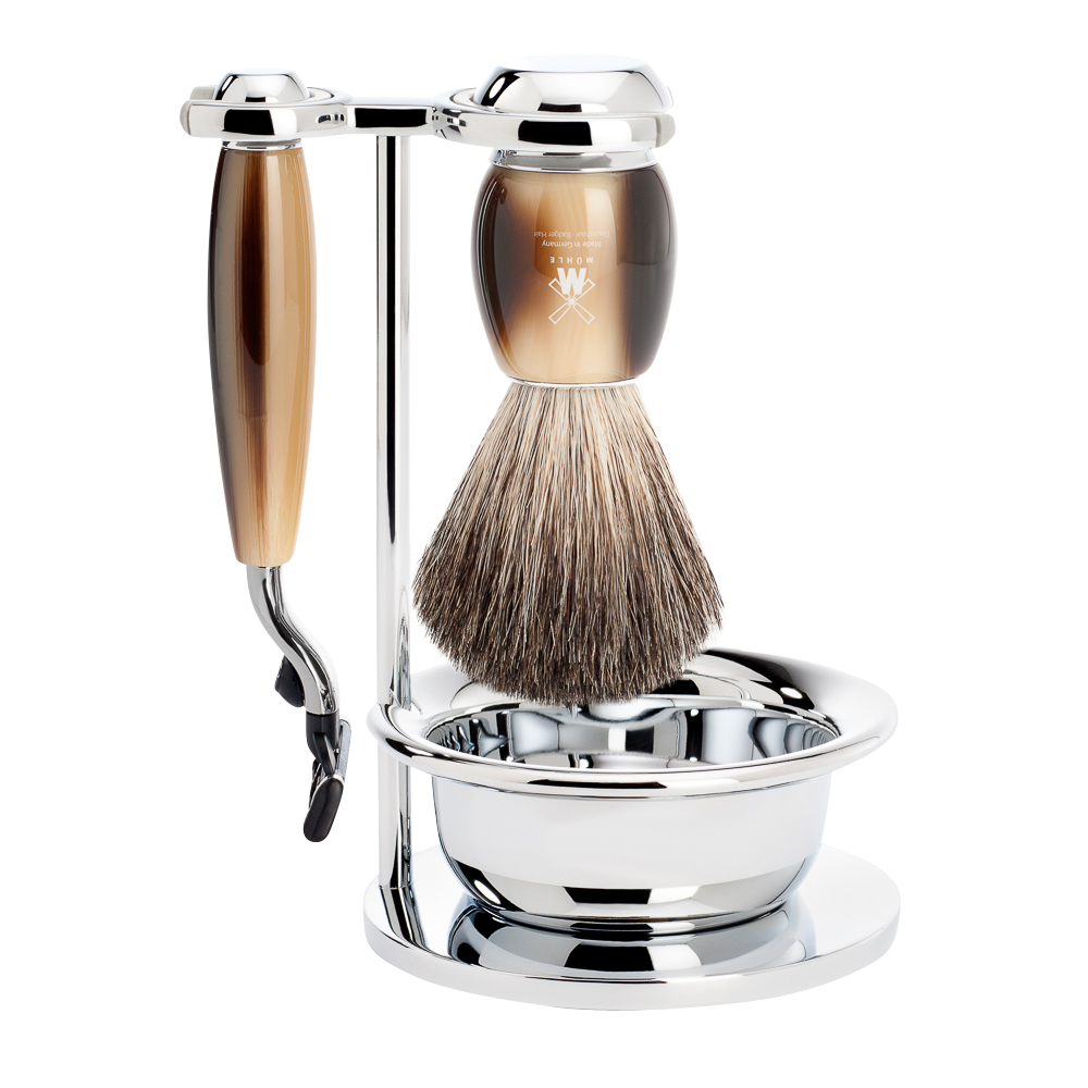 Set da barba Vivo 4 pezzi - Corno Marrone