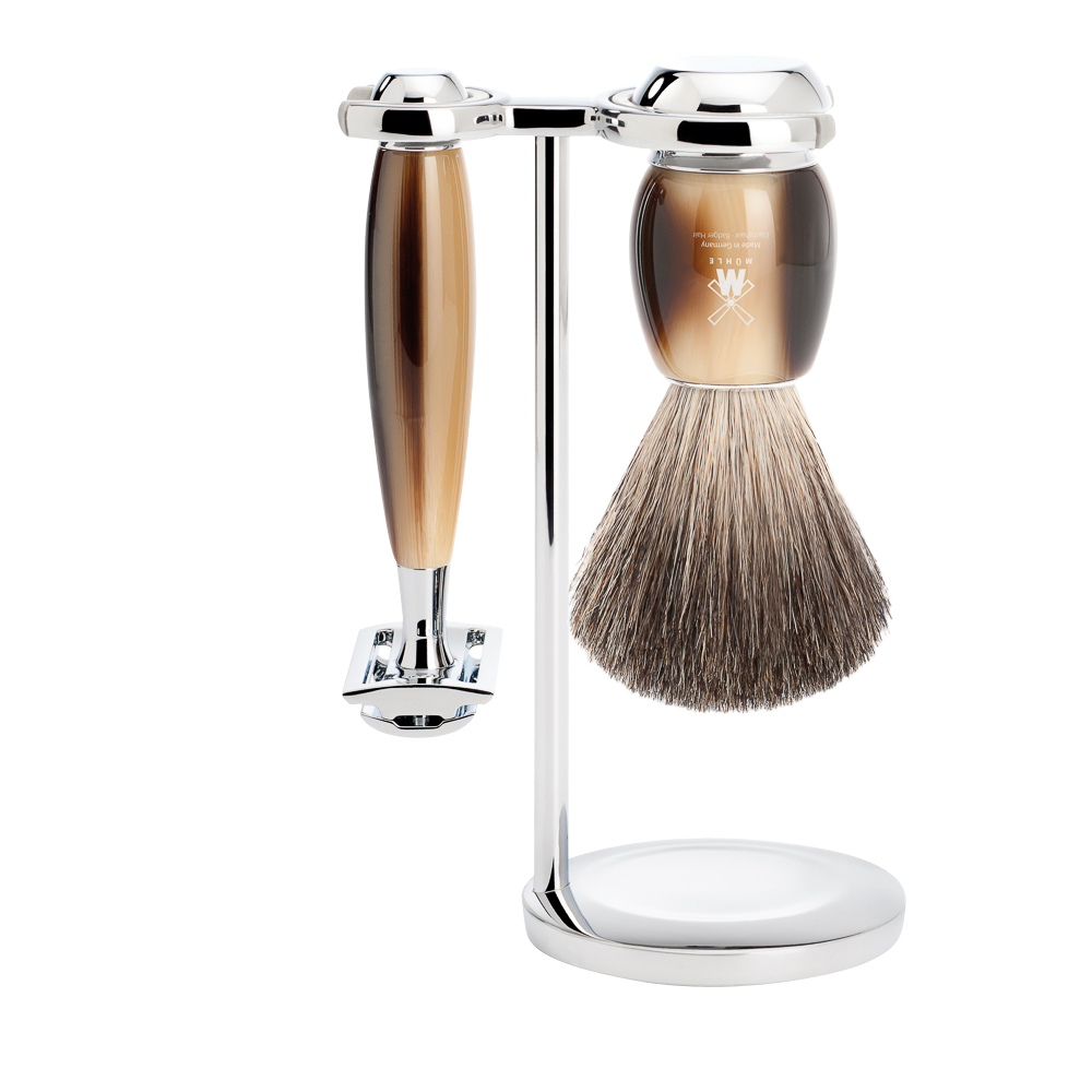 Set da barba Vivo 3 pezzi - Corno Marrone