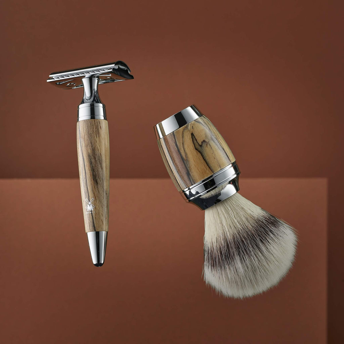 Set da barba 3 pezzi Stylo - Faggio tarlato