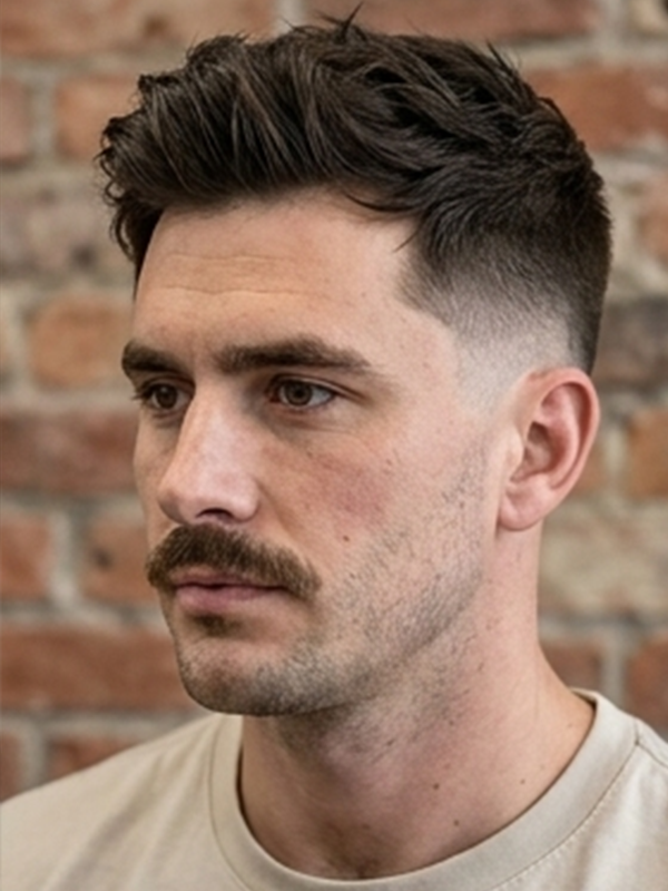 Textured quiff con finish opaco e riga laterale