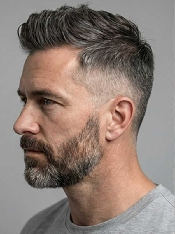 Quiff più basso e largo su un viso allungato