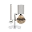 Set da barba Hexagon - Grigio Argento - Rasoio di Sicurezza - Dashaar