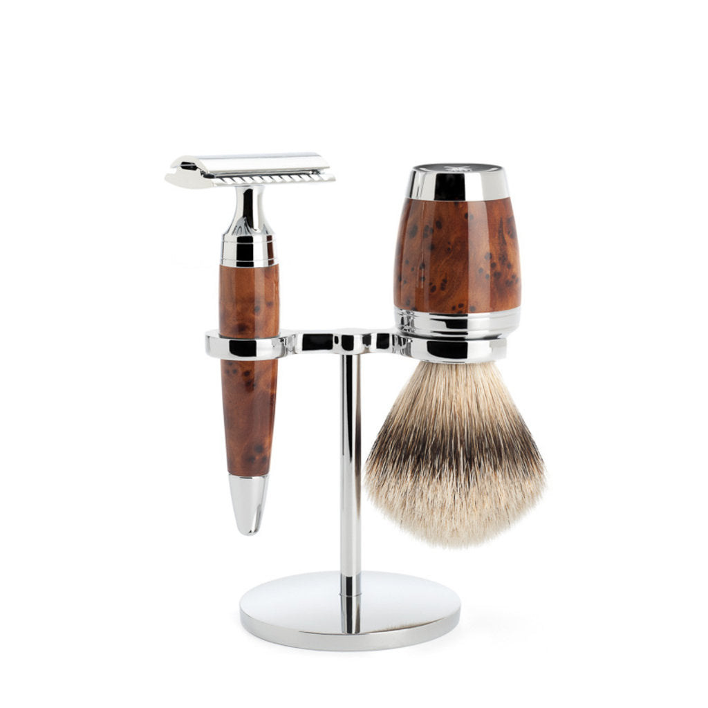 Set da barba 3 pezzi Stylo - Legno di Tuia